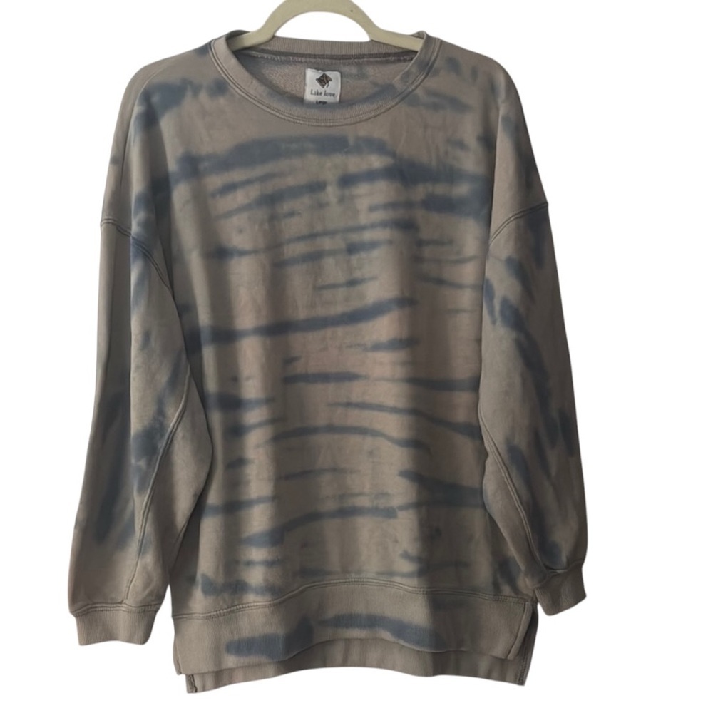 Sew In Love Gray and Blue Tie-Dye Sweatshirt